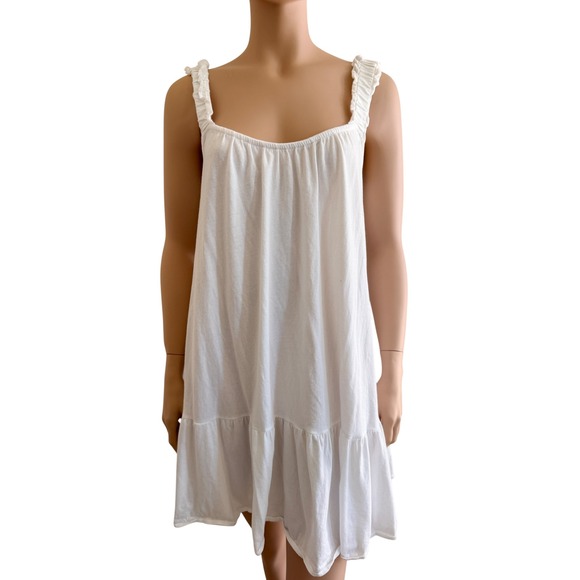 J.Crew Dresses & Skirts - J.Crew Re-Imagine White Cotton Ruffle Strap Tiered Mini Dress Small